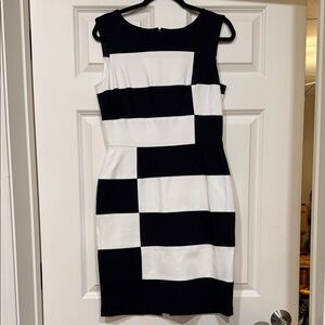 White House Black Market Black and White Block Dress